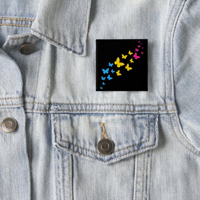 Pansexual Pride Butterfly Trail  15 Cm Square Badge (In Situ)