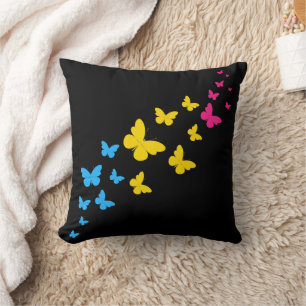Pansexual Pride Butterfly Trail Cushion