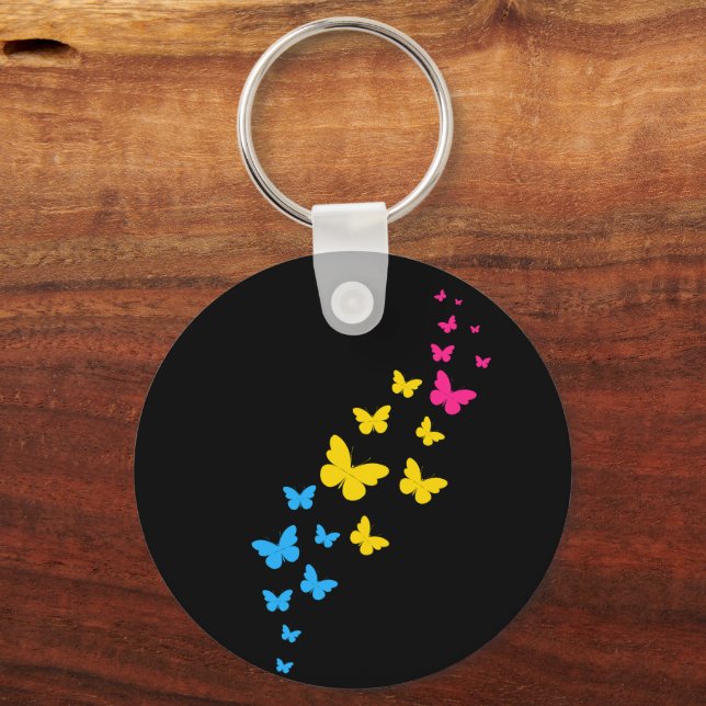 Pansexual Pride Butterfly Trail  Key Ring (Front)