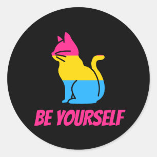 Pansexual Pride Cat - Be Yourself Classic Round Sticker