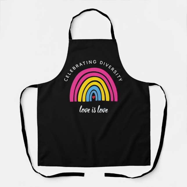 Pansexual Pride Celebrating Diversity Love Is Love Apron (Front)