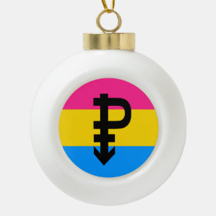 Pansexual Pride Flag Ceramic Ball Christmas Ornament