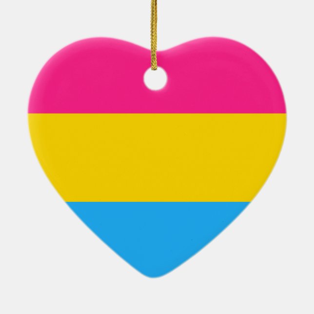 Pansexual Pride Flag Ceramic Tree Decoration (Back)
