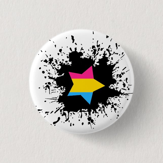 Pansexual Pride Flag Ink Splash Star 3 Cm Round Badge (Front)