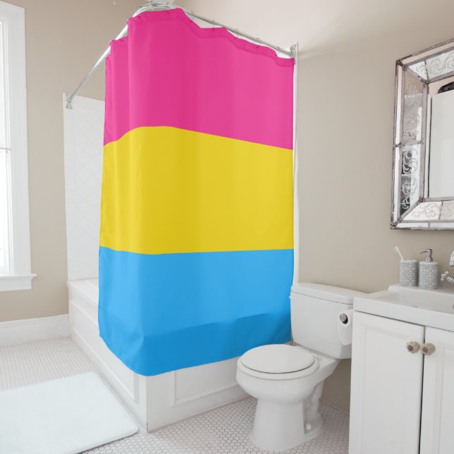 Pansexual Pride Flag LGBTQ Shower Curtain (In Situ)