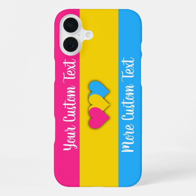 Pansexual pride flag with hearts iPhone case (Back)