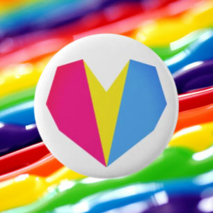 Pansexual Pride Heart Button