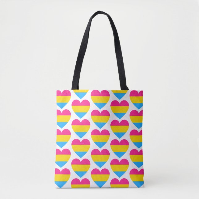 Pansexual Pride Hearts Tote Bag (Front)