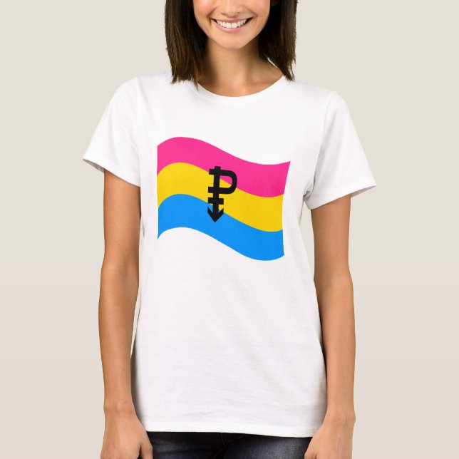 Pansexual Pride Symbol Wavy Flag T-Shirt (Front)