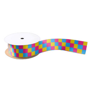 Pansexuality colours chequered pattern ribbon satin ribbon