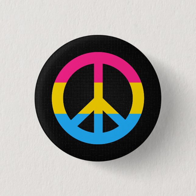 Pansexuality flag peace sign button (Front)