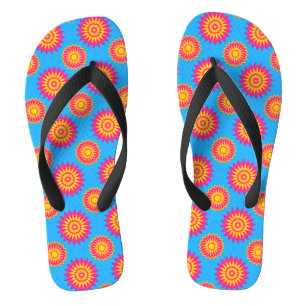 Pansexuality pride / blue geometric flower pattern jandals