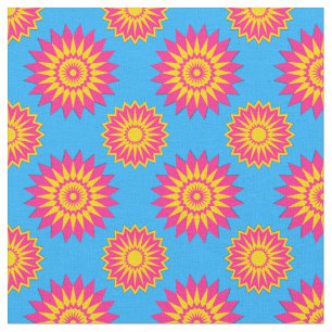 Pansexuality pride colors /blue flower pattern fabric