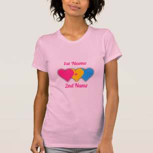 Pansexuality pride design with hearts/a couple's T T-Shirt