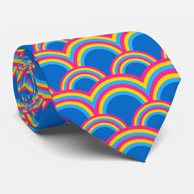 Pansexuality pride flag / blue rainbow pattern tie (Rolled)