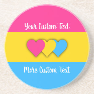 Pansexuality pride flag with text coaster