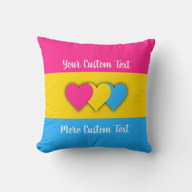 Pansexuality pride flag with text cushion (Front)