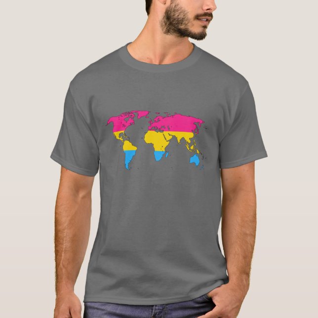 Pansexuality pride world map T-Shirt (Front)