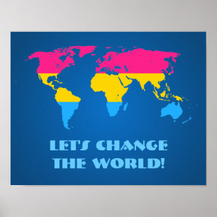 Pansexuality pride world mapposter poster