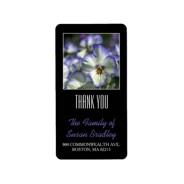 Pansies 2 Custom Family Thank You Label (Front)