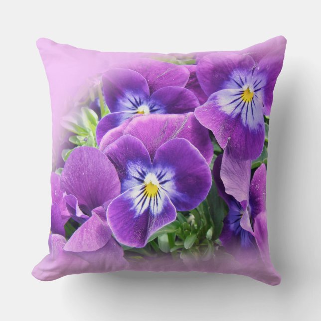 Pansies - A Springtime Treat in Deep Purple Cushion (Front)