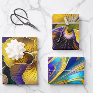 pansies and abstracts wrapping paper sheet