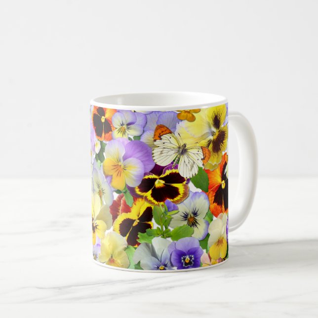 Pansies and Butterflies Mug (Front Right)