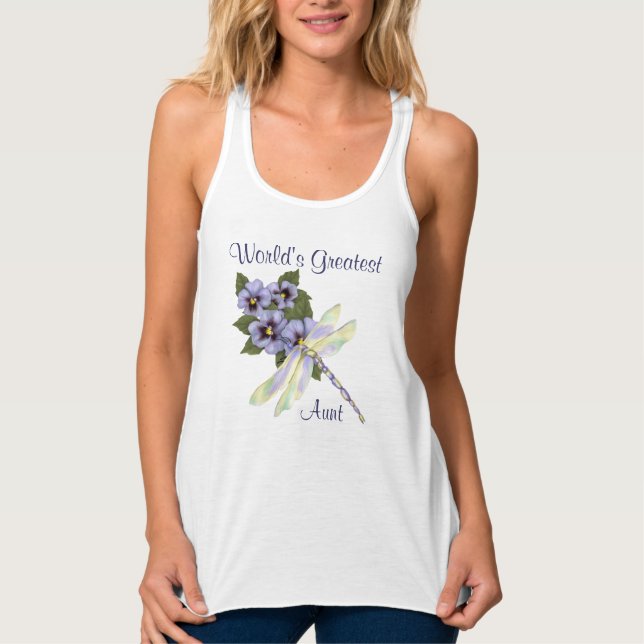 Pansies and Dragonfly Singlet (Front)