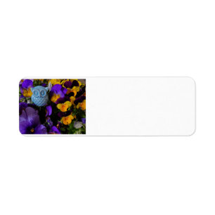Pansies and owl address label