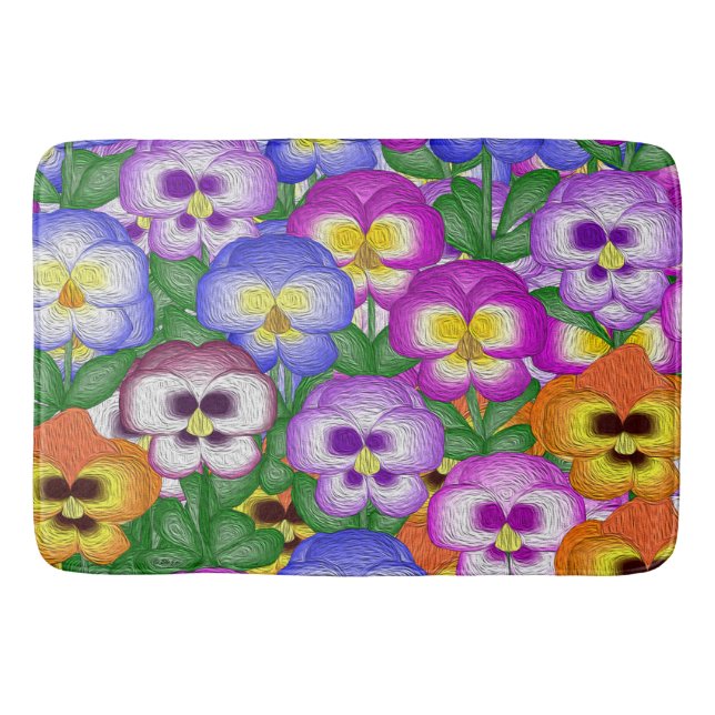 Pansies Bath Mat (Front)