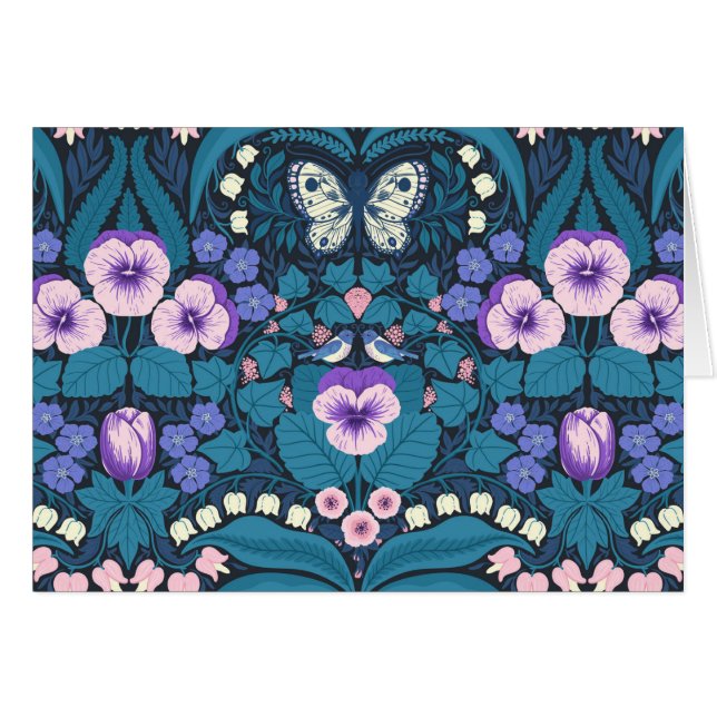 Pansies, birds and butterflies (Front Horizontal)