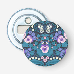 Pansies, birds and butterflies bottle opener