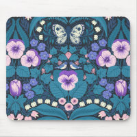 Pansies, birds and butterflies