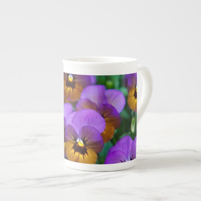 Pansies Bone China Mug (Front Right)