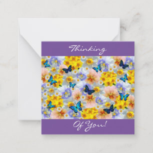 Pansies Daisies And Butterflies Card