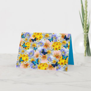 Pansies Daisies And Butterflies Thank You Card