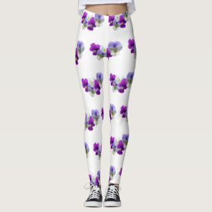 Pansies Five Flowers Pattern Legging