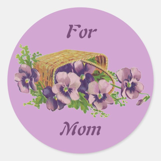 Pansies For Mum Classic Round Sticker (Front)