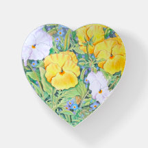 Pansies & Forget-Me-Nots Heart Paperweight