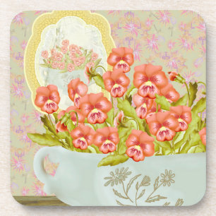 Pansies in a Bowl  Coaster