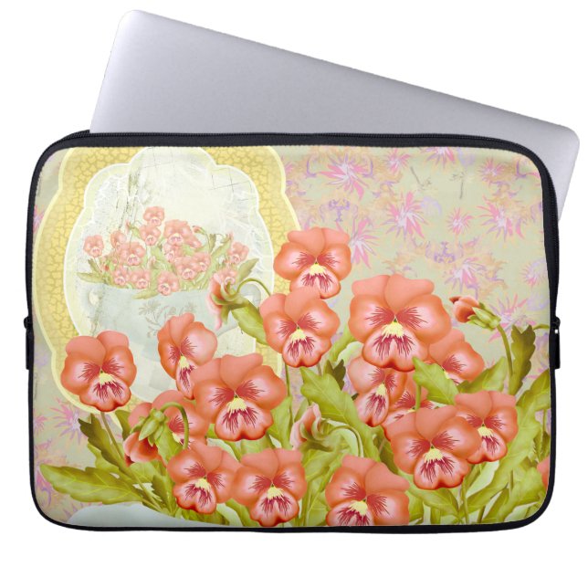 Pansies in a Bowl  Laptop Sleeve (Front)