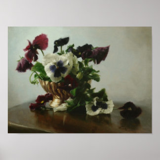 Pansies in a Brass Bowl Poster