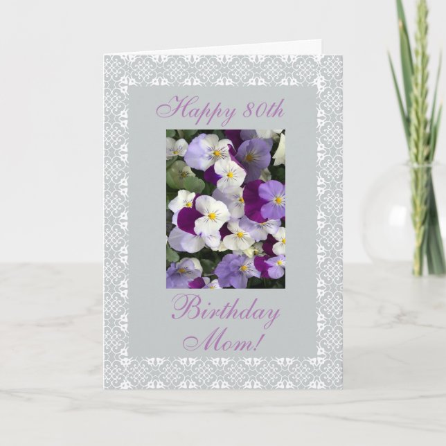 Pansies - Mother's 80th birthday Card (Front)