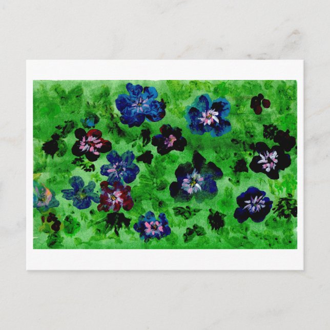 Pansies on green ground postcard (Front)