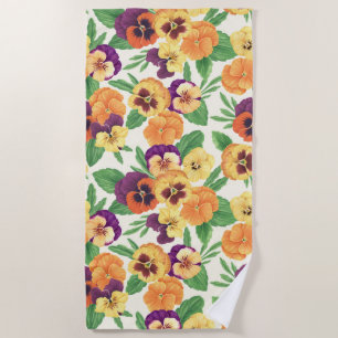 Pansies on off white beach towel