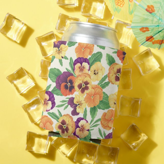 Pansies on off white can cooler (In Situ Summer)