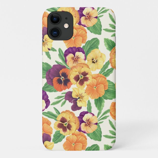 Pansies on off white Case-Mate iPhone case (Back)