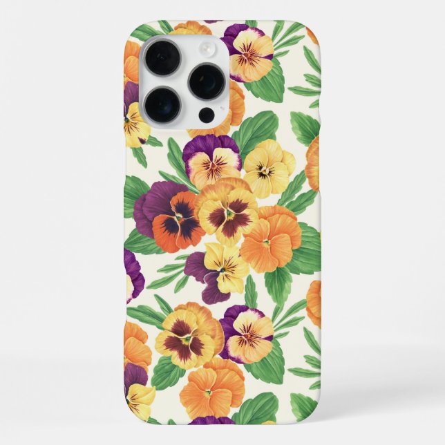 Pansies on off white iPhone case (Back)
