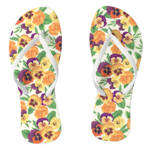 Pansies on off white jandals