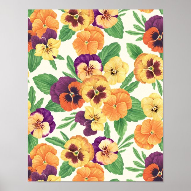 Pansies on off white poster (Front)